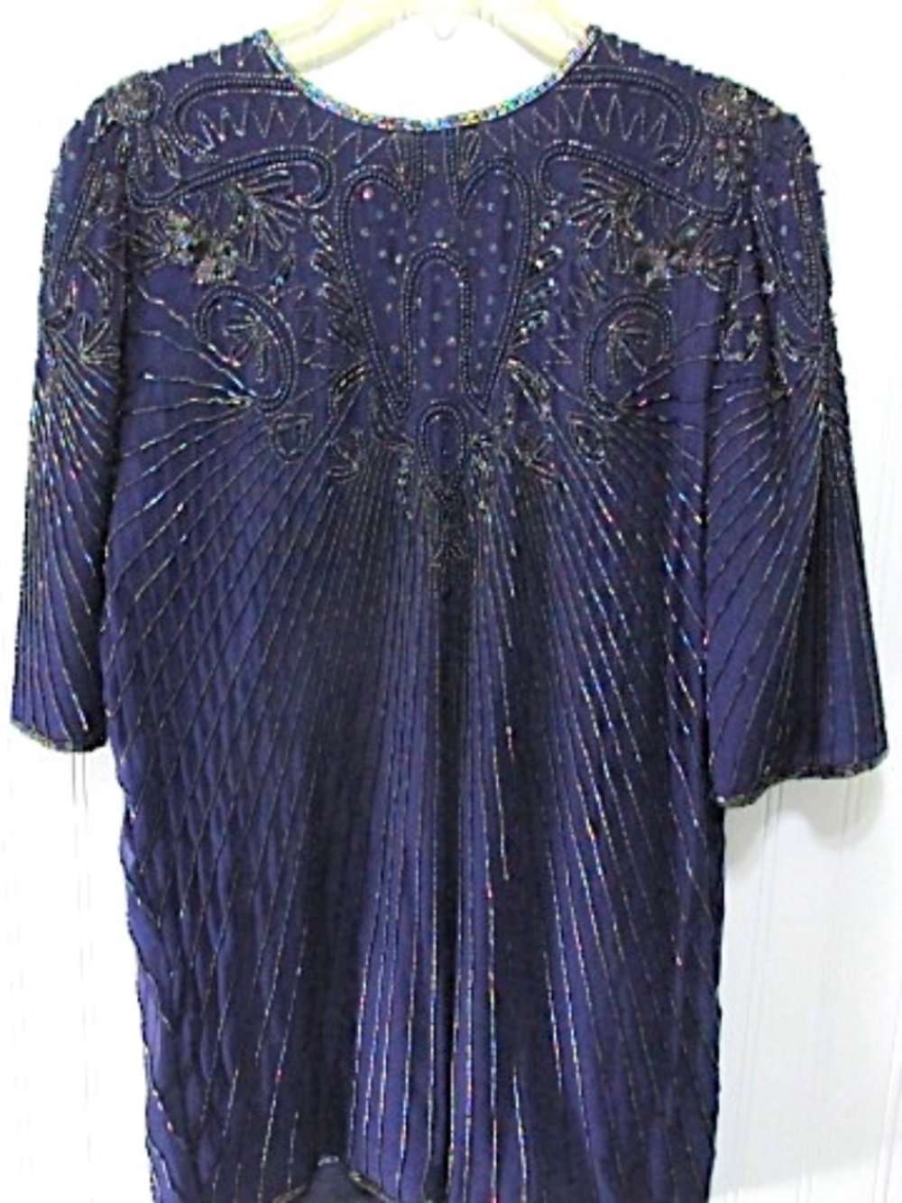 VTG Navy Beaded Top, Size S
